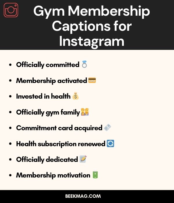 Gym Membership Captions for Instagram