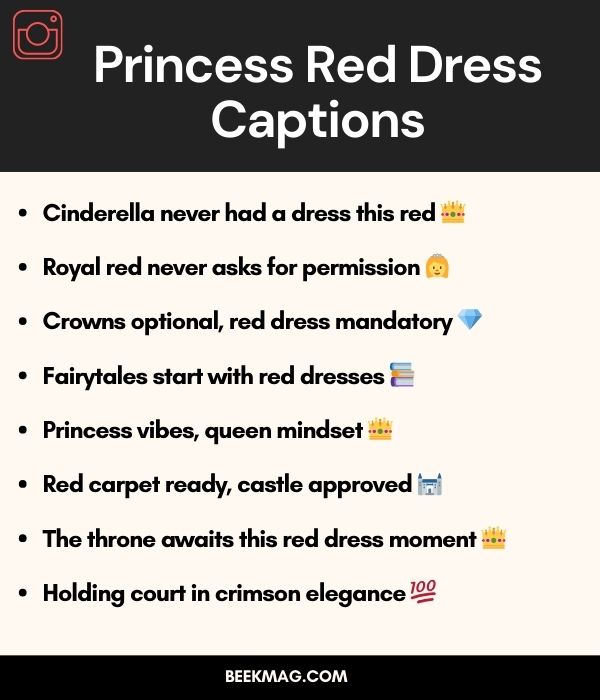 Princess Red Dress Captions