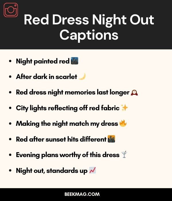 Red Dress Night Out Captions