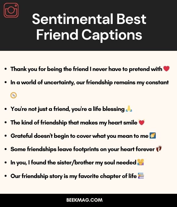 Sentimental Best Friend Captions