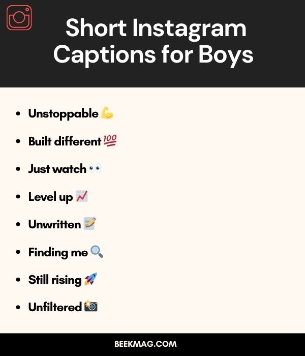 Short Instagram Captions for Boys