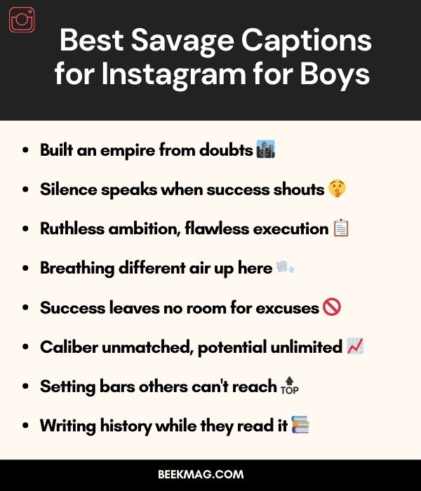 Savage Captions for Instagram for Boysย
