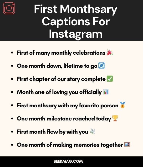 First Monthsary Captions For Instagram