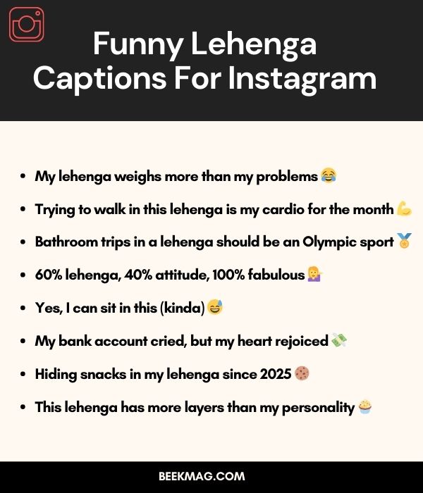 Funny Lehenga Captions For Instagram