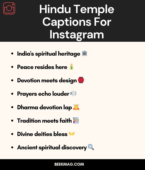 Hindu Temple Captions For Instagram