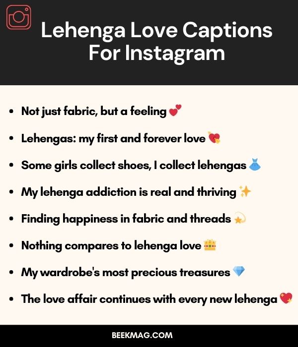 Lehenga Love Captions For Instagram