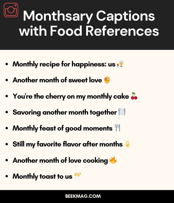Monthsary Captions with Food References