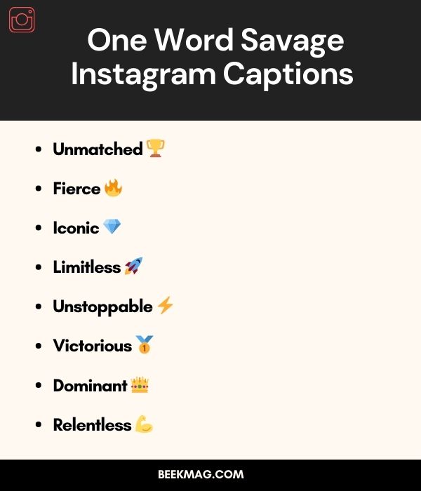 One Word Savage Instagram Captionsย