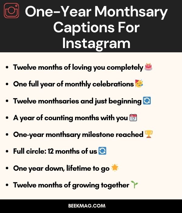 One-Year Monthsary Captions For Instagram