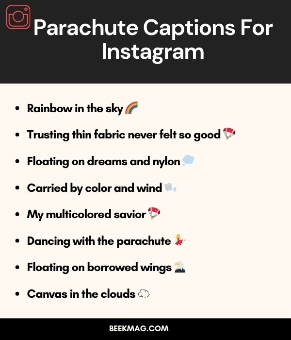 Parachute Captions For Instagram