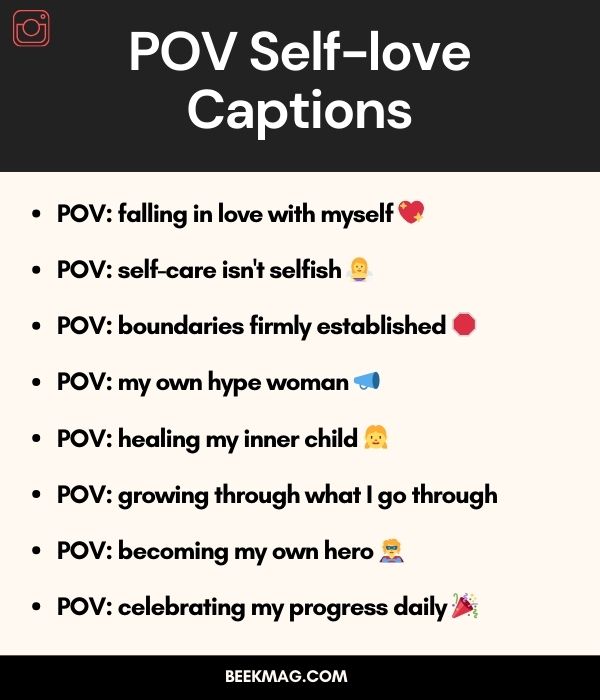 POV Self-love Captions