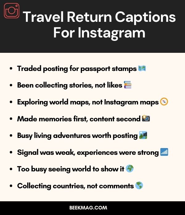 Travel Return Captions For Instagram