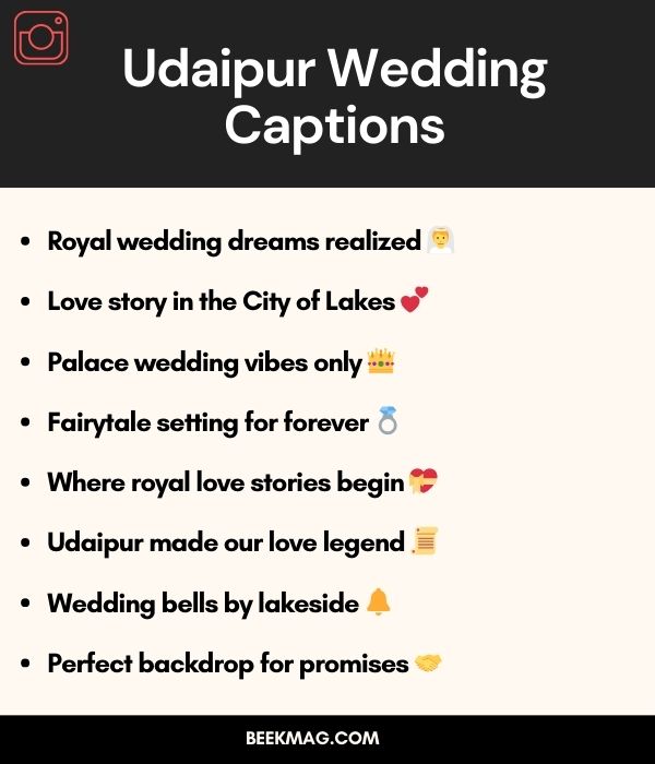 Udaipur Wedding Captions