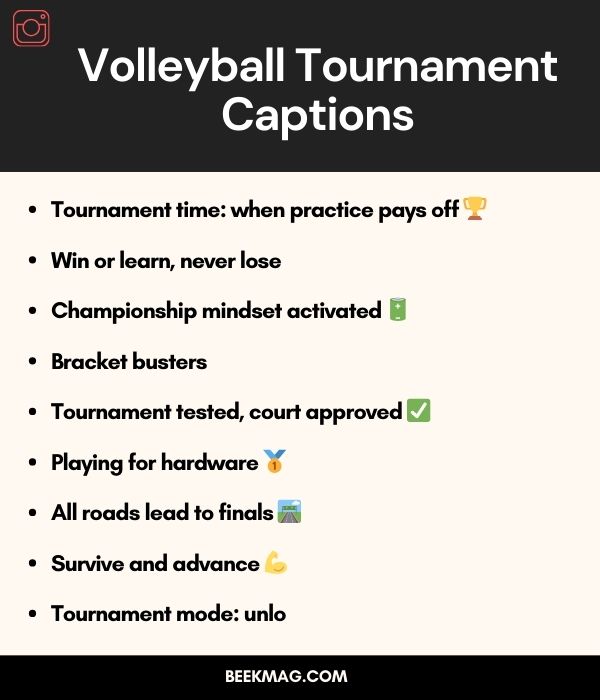 Volleyball Tournament Captions